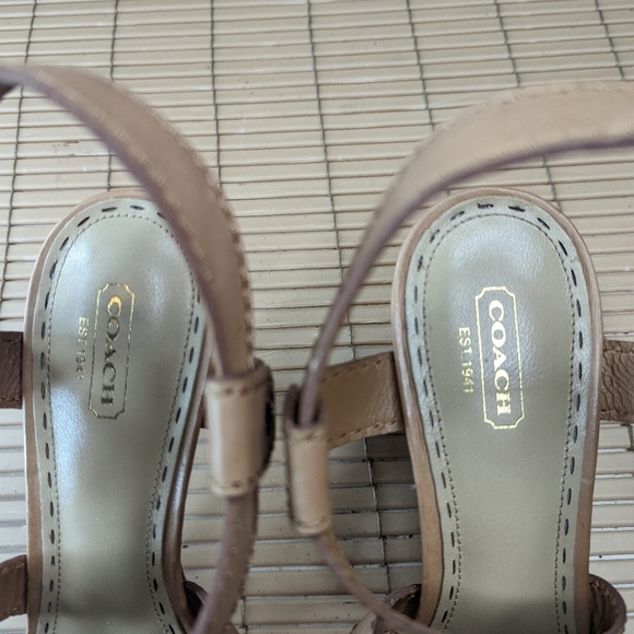 Coach "Rapture" Open Toe criss cross brown leather strap Slingback Sandal Shoe S - Picture 4 of 10